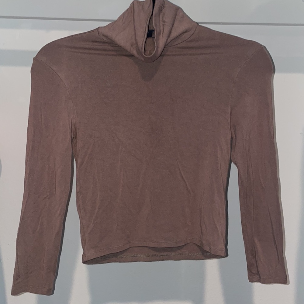 Cropped long sleeve turtle neck top